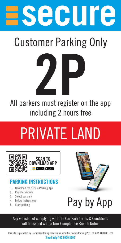 Traffic Monitoring Services Secure Parking Signage 2P and Pay on App AU